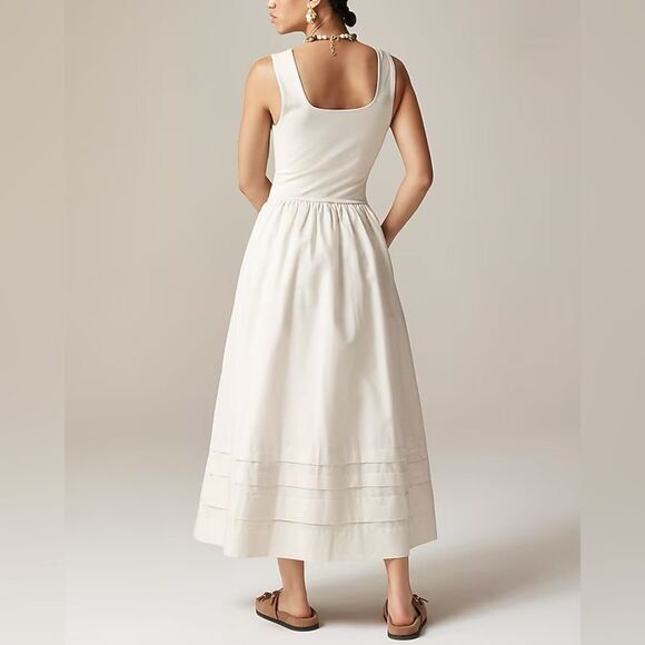 NWT J CREW PETITE Drop-waist mixy dress in Natural - Picture 5 of 7